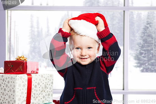 Image of Boy with christmas gift