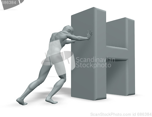 Image of man pushes H