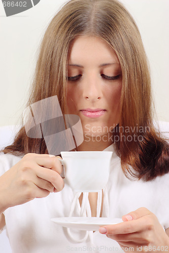 Image of The nice girl with a drink mug