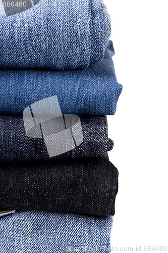 Image of stack of blue jeans