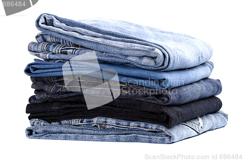 Image of stack of blue jeans