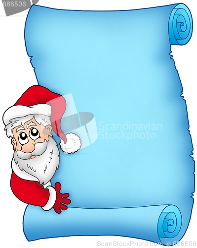 Image of Christmas blue scroll with Santa 1