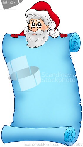Image of Christmas blue scroll with Santa 2