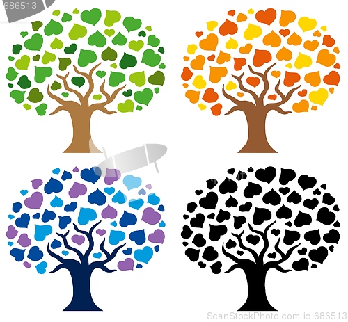 Image of Various trees silhouettes