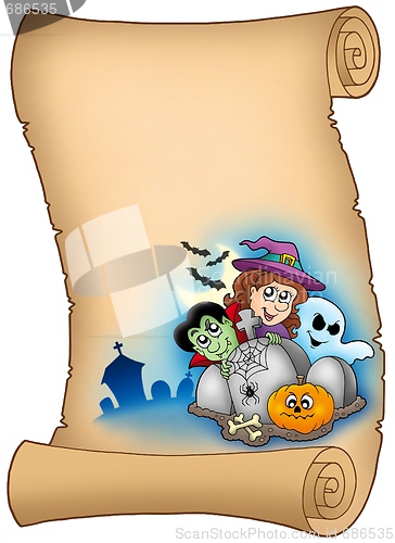 Image of Parchment with Halloween characters