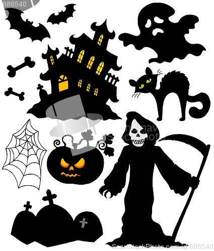 Image of Set of Halloween silhouettes