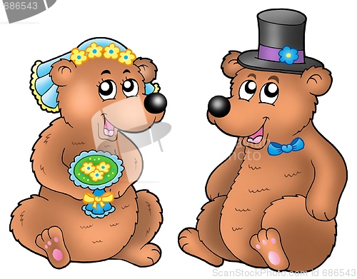 Image of Pair of cute wedding bears