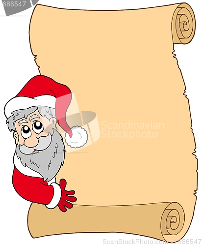 Image of Parchment with lurking Santa Claus