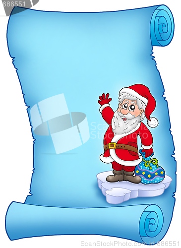 Image of Blue parchment with Santa Claus 2