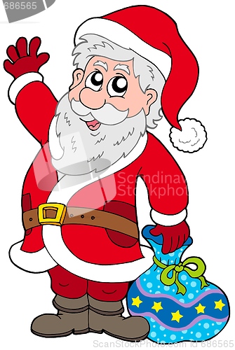 Image of Cute Santa Claus with gifts