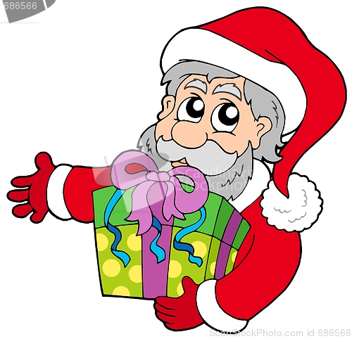 Image of Santa Claus holding gift