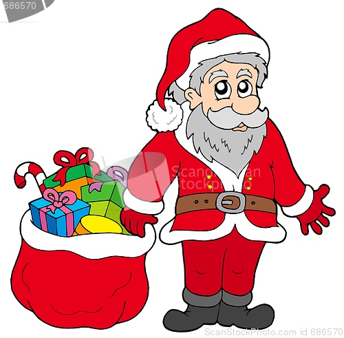 Image of Happy Santa Claus with gifts