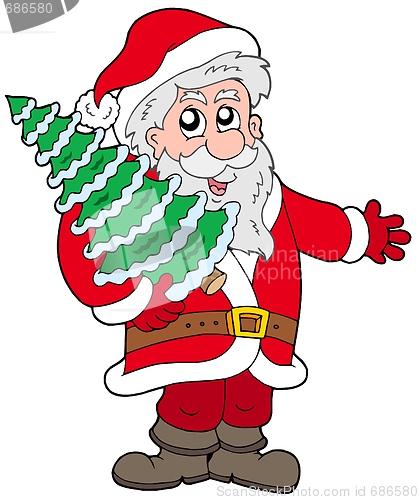 Image of Santa Claus with Christmas tree