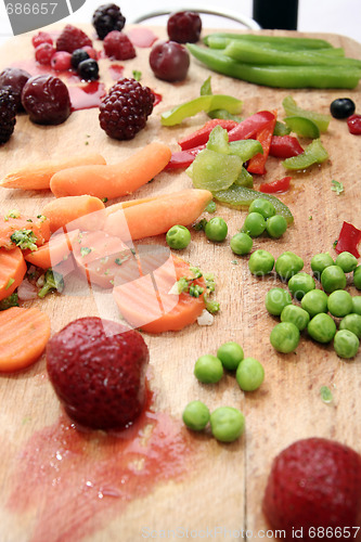Image of Fruits and vegetables plate.
