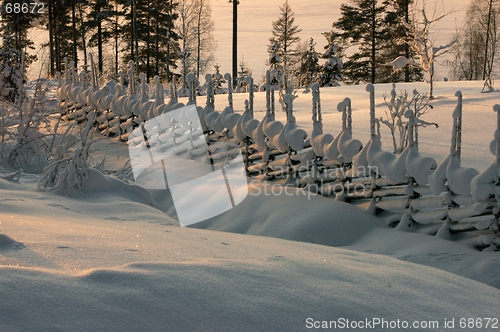 Image of Fence covered by snow