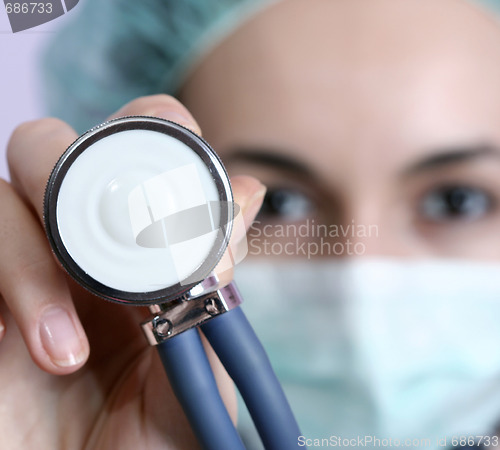 Image of Young doctor with stethoscope.