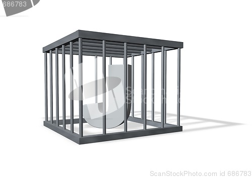 Image of big J in a cage