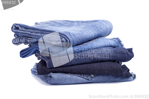 Image of stack of blue jeans