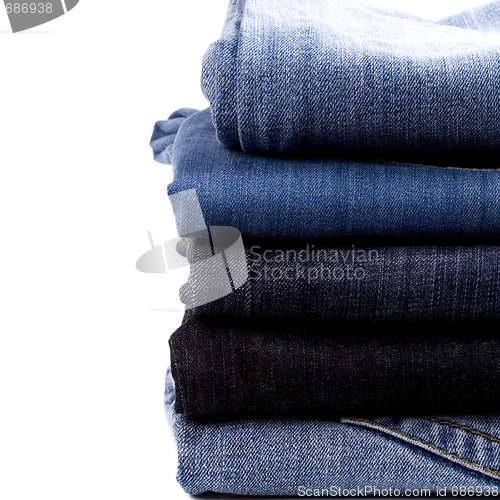 Image of stack of blue jeans