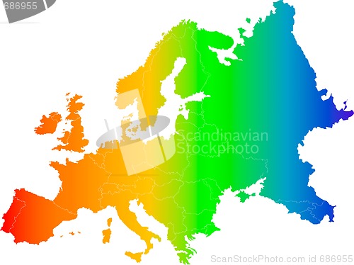 Image of europe  color vector map 