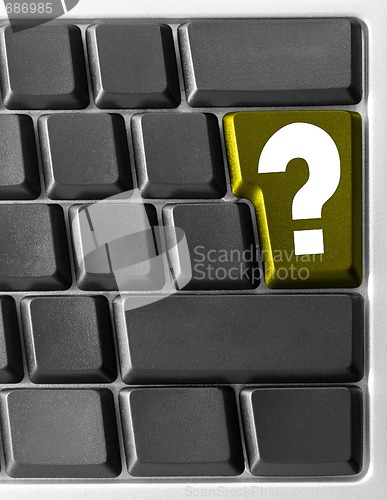 Image of Computer keyboard,  with yellow "Question" key