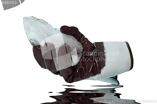 Image of Glove hold blocks of ice 