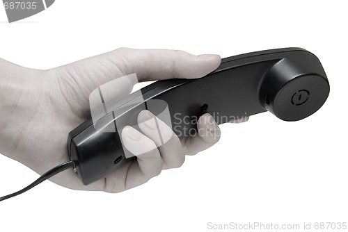 Image of telephone with hand