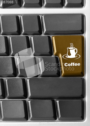Image of Computer keyboard with red "Coffee" key