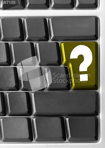 Image of Computer keyboard,  with yellow "Question" key