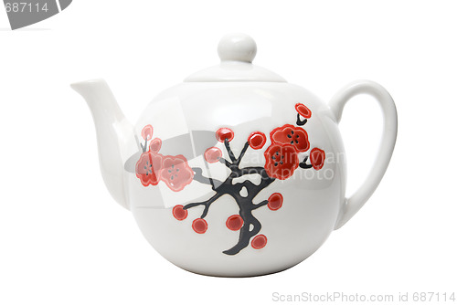 Image of Teapot in asian style with flowers