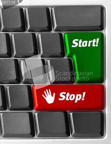 Image of Computer keyboard with "Start" and "Stop" key