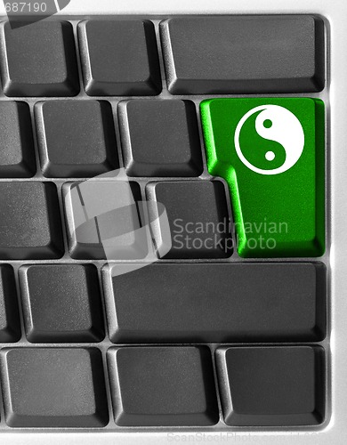 Image of Computer keyboard with yin yan key