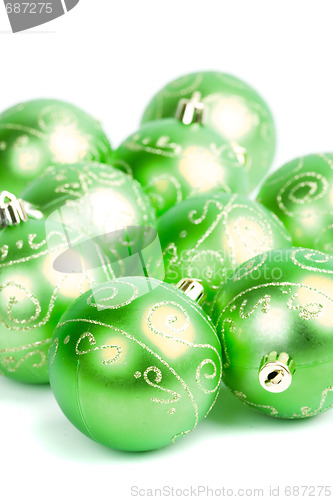 Image of green glass christmas balls