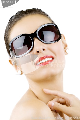 Image of beautiful young woman with stylish sunglasses