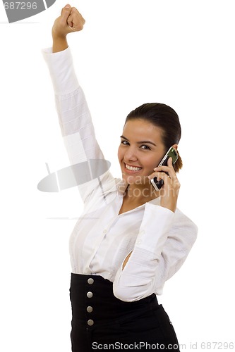 Image of attractive businesswoman with mobile phone