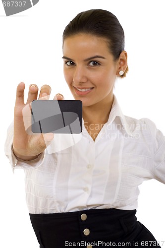 Image of presenting her business card