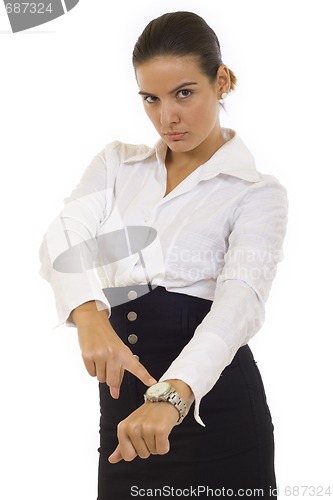 Image of businesswoman checking time