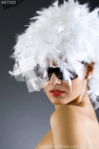 Image of picture of carnival woman over white background