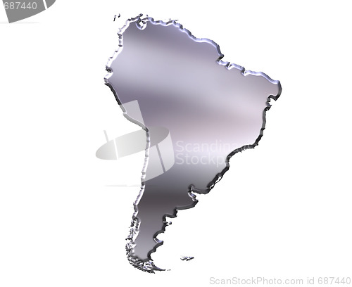 Image of South America 3D Silver Map