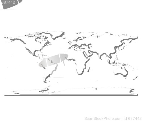 Image of 3D White World Map