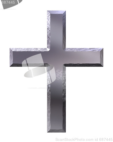 Image of 3d silver cross with carved edges