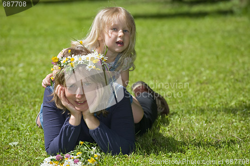 Image of daughter plays with mum