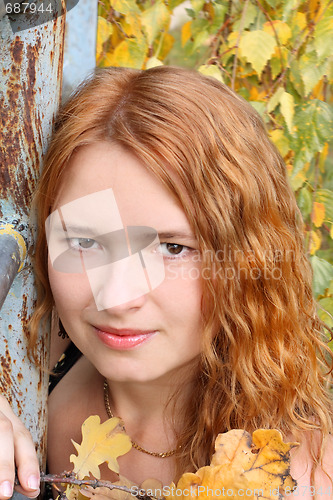 Image of Girl with leaves