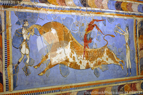 Image of Ancient frescos, Heraklion, Crete, Greece.