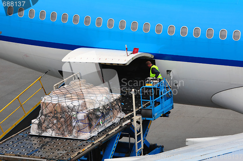 Image of Airplane loading cargo