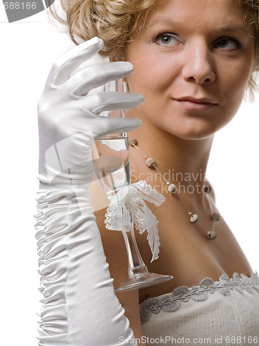 Image of bride with  glass