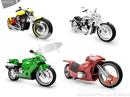 Image of Collection of bikes isolated views