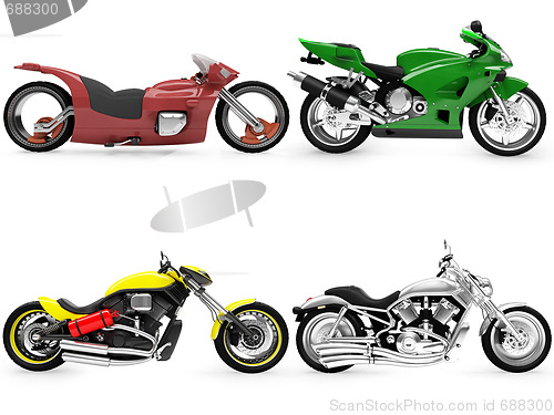 Image of Collection of bikes isolated views