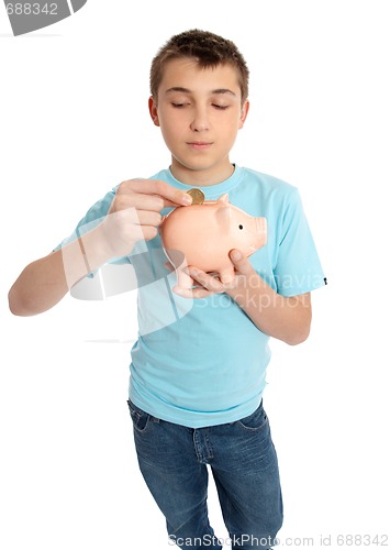 Image of Child placing coins into a piggy bank