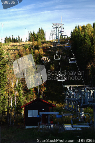 Image of Chair lift in autumn, Oslo, Tryvan Winter Park